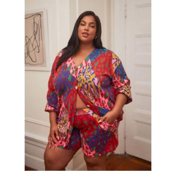 Rebdolls Women’s Logan Knit Multi Color Leopard Print Button Front Cardigan 5X - Picture 1 of 9